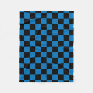 Dark blue black checkers fleece blanket