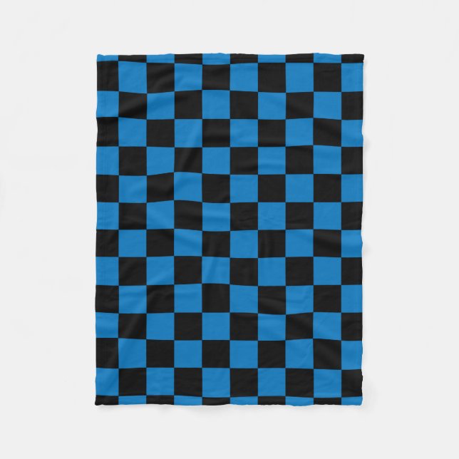 Dark blue black checkers fleece blanket (Front)