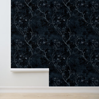 Dark Blue Black Forest Shadow Goth Wallpaper