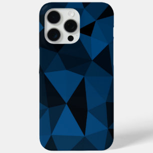 Dark blue black geometric mesh pattern iPhone 15 pro max case