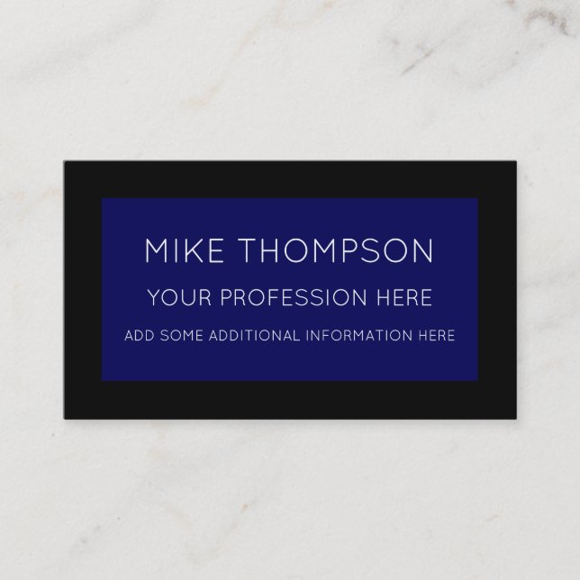 Dark-blue & black, super simple & modern business card (Front)