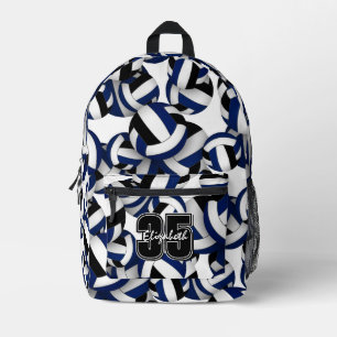 dark blue black volleyball team colours patterned printed backpack