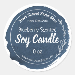 Dark Blue Blueberry Scented Soy Candle Labels