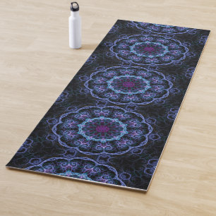 Dark Blue Boho Mandala Pattern Yoga Mat