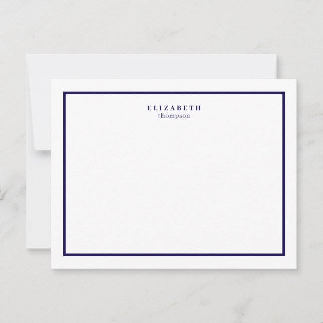 Dark Blue Border Modern Simple Card (Front)