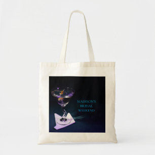 Dark Blue Bridal Party Wedding Weekend Martini Tote Bag