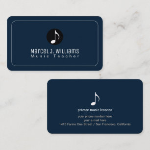 Dark Blue Business Cards With Music Note