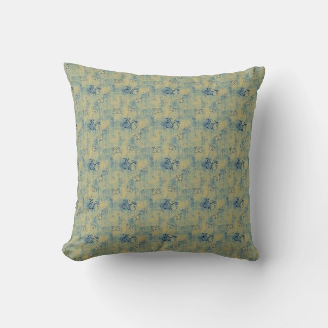 Dark Blue Butterflies on Grunge Cushion (Front)