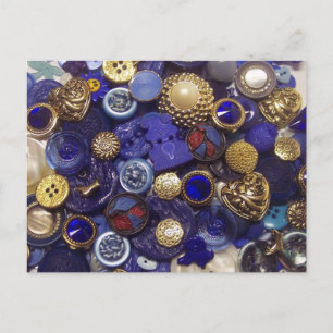 Dark Blue Button Collage Postcard