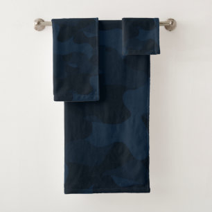 Dark Blue Camo Abstract Bath Towel Set