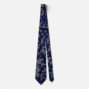 Dark Blue Camouflage in Grey and Deep Blue Tie
