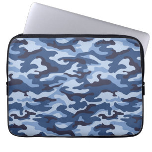 Dark Blue Camouflage Pattern Laptop Sleeve