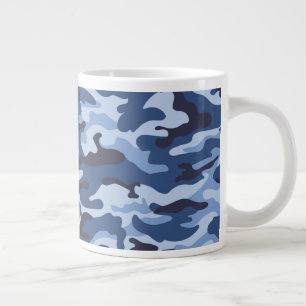 Dark Blue Camouflage Pattern Large Coffee Mug