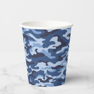 Dark Blue Camouflage Pattern Paper Cups