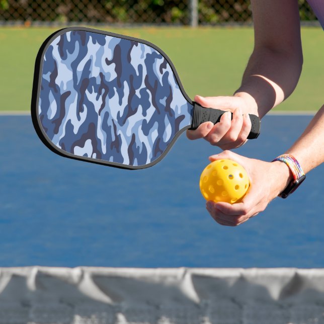 Dark Blue Camouflage Pattern Pickleball Paddle (Insitu)