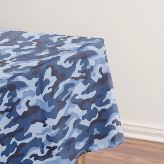 Dark Blue Camouflage Pattern Tablecloth (In Situ)