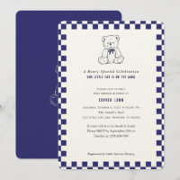 Dark Blue Chequerboard Our Little Cub Baby Shower
