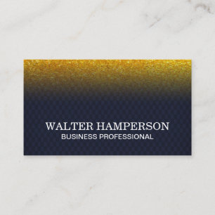 Dark Blue Chequered Gold Flake Glitter Business Card