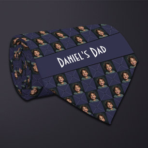 Dark Blue Chequered Photo Tie