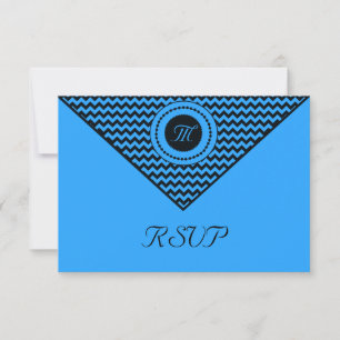 Dark Blue Chevron RSVP Card