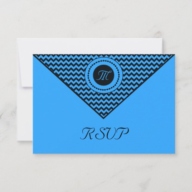 Dark Blue Chevron RSVP Card (Front)