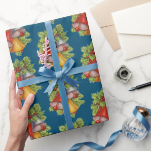 Dark Blue Christmas Bells Wrapping Paper