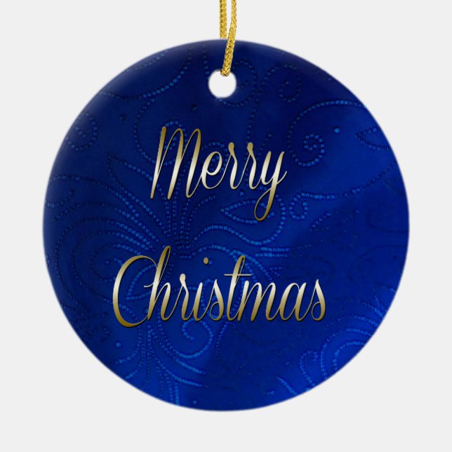 Dark Blue Christmas Ceramic Tree Decoration (Front)
