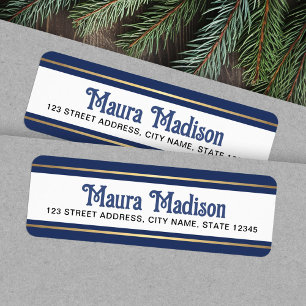 Dark blue Christmas holiday return address