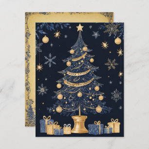 Dark blue Christmas Tree and Gift Card