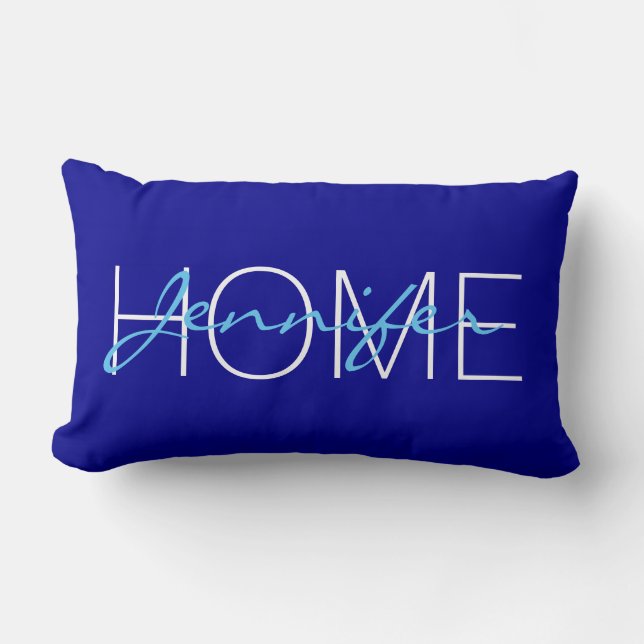 Dark blue colour home monogram lumbar cushion (Front)