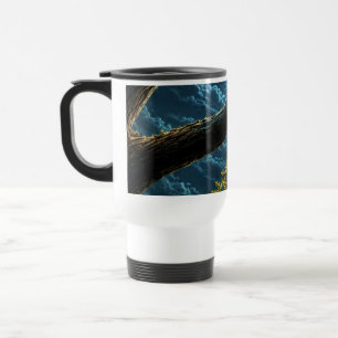Dark Blue Cosmic Forest Landscape Travel Mug