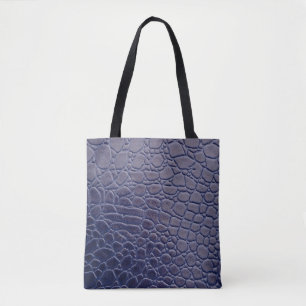 Dark blue Crocodile leather print  Tote Bag