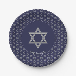 Dark Blue Customisable STAR OF DAVID Paper Plate