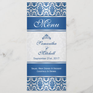 Dark blue damask on silver Menu
