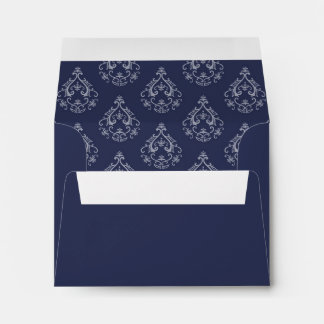 Dark Blue Damask R.S.V.P. return envelope