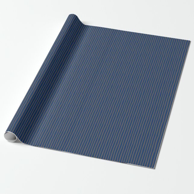 Dark Blue & Dark Gray Wonky Stripes Wrapping Paper (Unrolled)