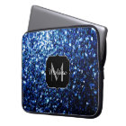 Dark Blue deep shiny faux glitter sparkle Monogram