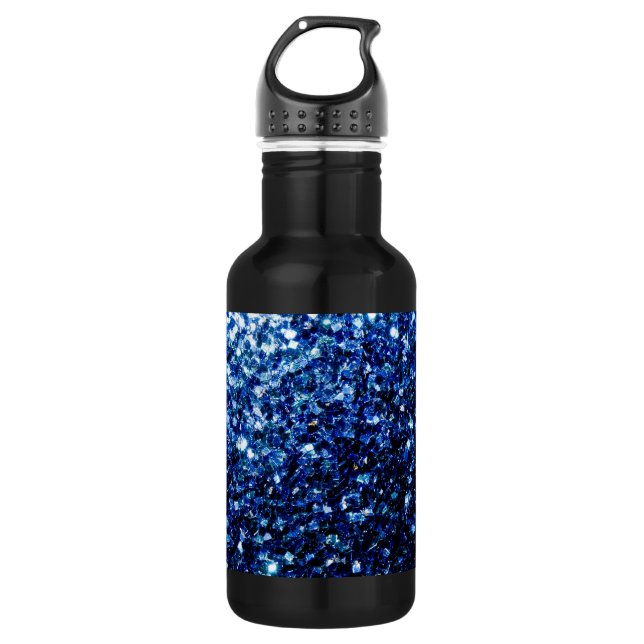 Dark Blue deep shiny faux glitter sparkles 532 Ml Water Bottle (Front)
