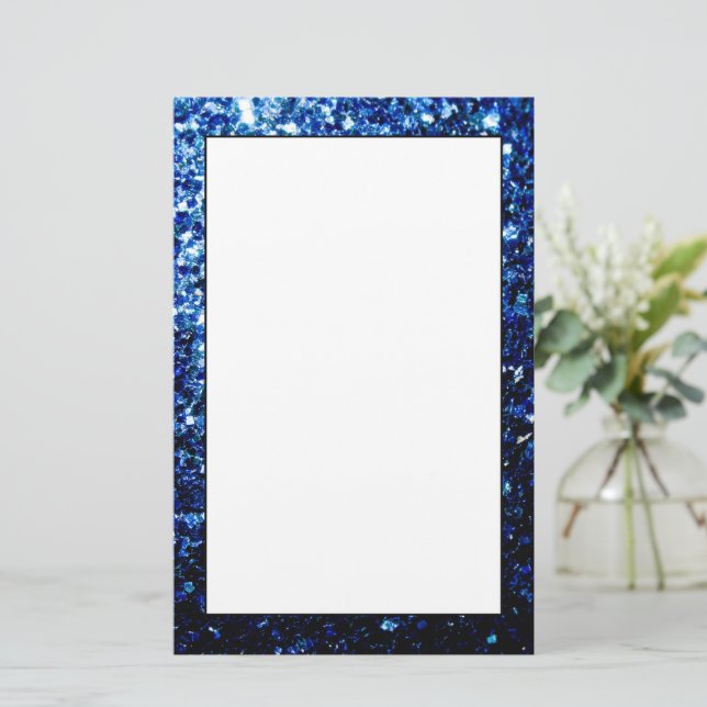 Dark Blue deep shiny faux glitter sparkles Stationery (Standing Front)