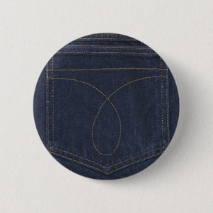Dark Blue Denim Pocket 6 Cm Round Badge