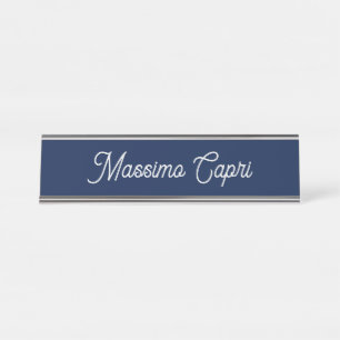 Dark Blue Elegant Casual Own Name Handwriting Desk Name Plate