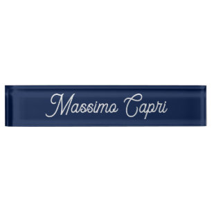 Dark Blue Elegant Casual Own Name Handwriting Nameplate