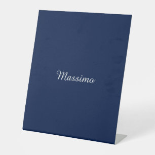 Dark Blue Elegant Casual Own Name Handwriting Pedestal Sign