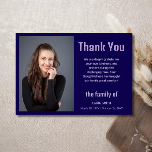 Dark Blue Elegant Photo Funeral Sympathy Card