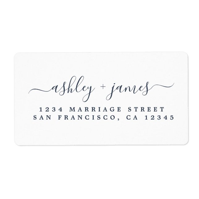 Dark Blue Elegant Script Wedding Return Address (Front)