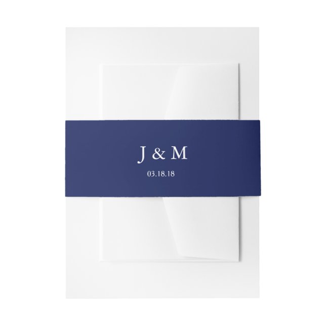 Dark Blue Elegant Wedding Belly Band Invitation Belly Band (Front Example)