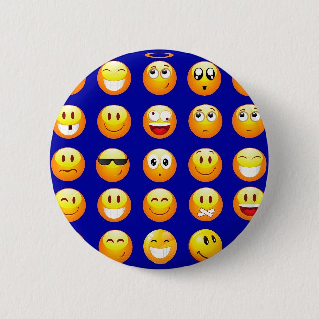 dark blue emojis 6 cm round badge (Front)