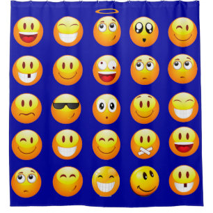 dark blue emojis bathroom shower curtain