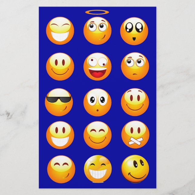 dark blue emojis stationery (Front)