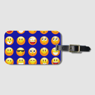 dark blue emojis travel luggage tag